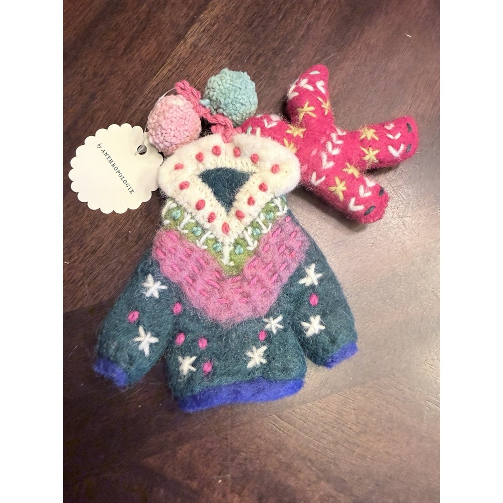 Anthropologie Ski Apres Felt Holiday Sweater Ornament Monogram K NWT